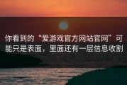你看到的“爱游戏官方网站官网”可能只是表面，里面还有一层信息收割