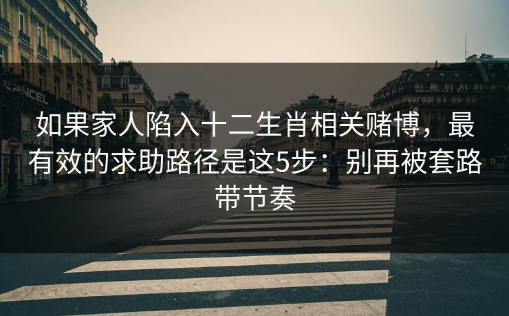 如果家人陷入十二生肖相关赌博，最有效的求助路径是这5步：别再被套路带节奏